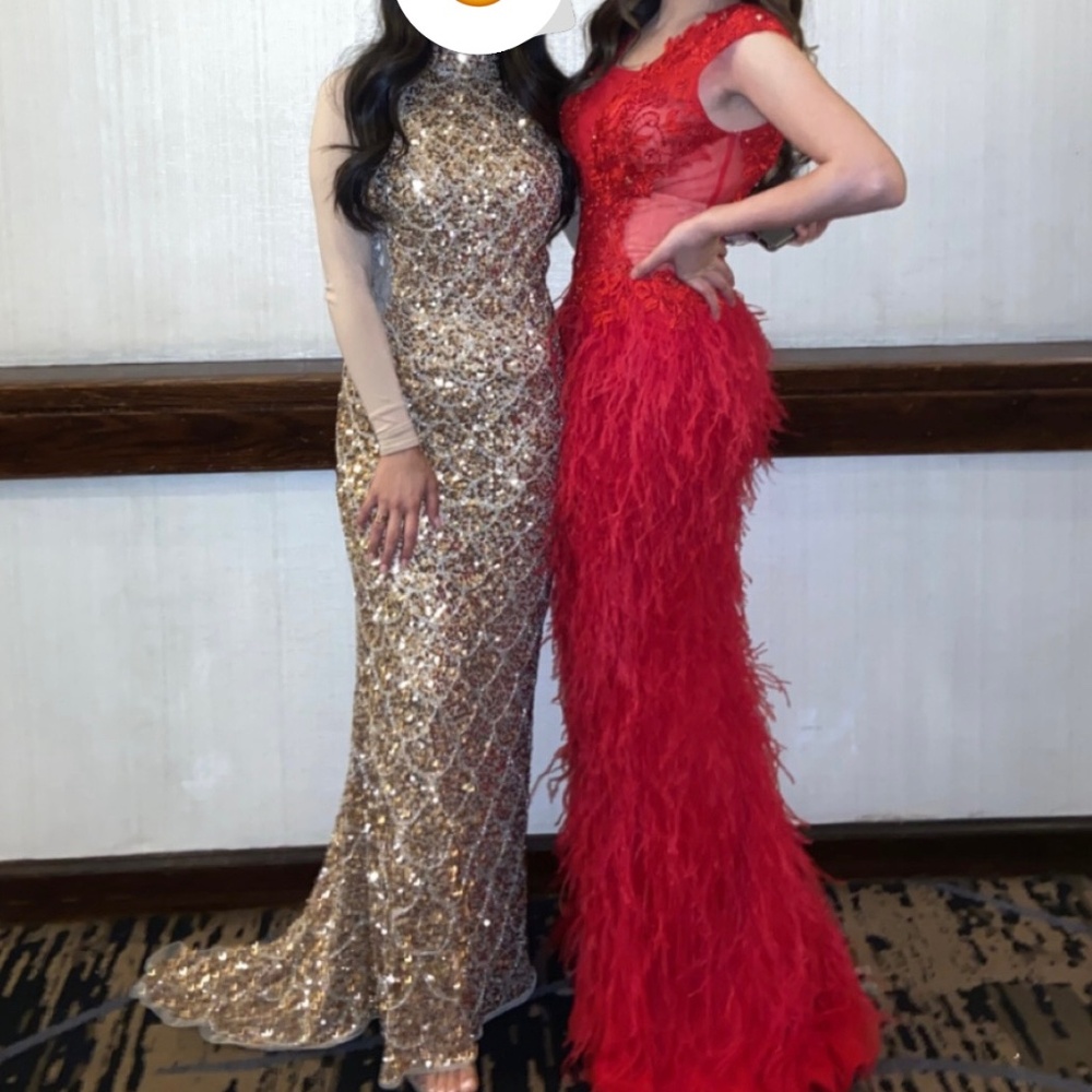 Jovani Red Feather Dress